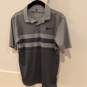 Nike Kids Black and Gray Striped Polo